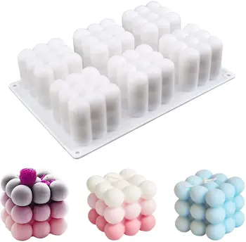 Силиконовая форма для свечей с 6 полостями, 3D Куб, форма для торта с шоколадным муссом, Форма для мыла для выпечки мороженого, Форма для домашнего декора, Подарки