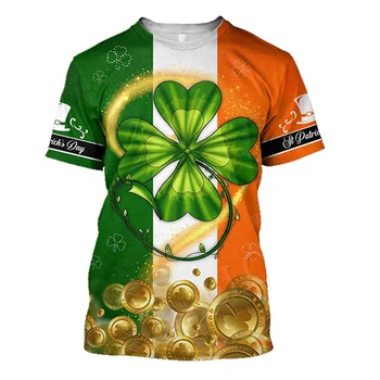 Новая летняя Мужская футболка Ireland St Patrick's Day С 3D Принтом, Рубашка С Круглым Воротником И Коротким Рукавом, Повседневная Креативная Уличная Трендовая Одежда