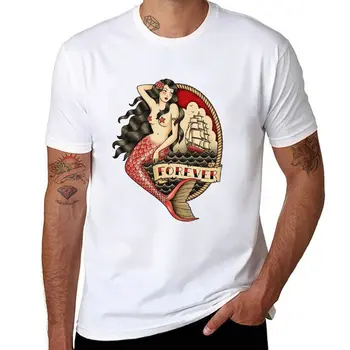 Новая футболка с татуировкой русалки, быстросохнущая рубашка, одежда kawaii, футболки оверсайз для мужчин