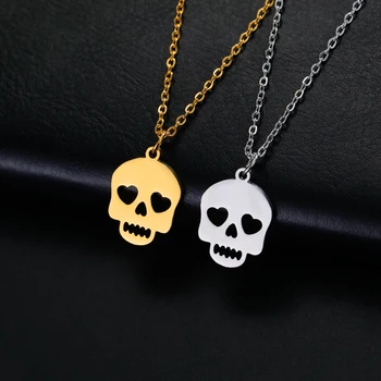 Skyrim Кулон с полым черепом, ожерелье для женщин и девочек, цепочка на шею из нержавеющей стали, Готический скелет, украшения на Хэллоуин, подарок для детей