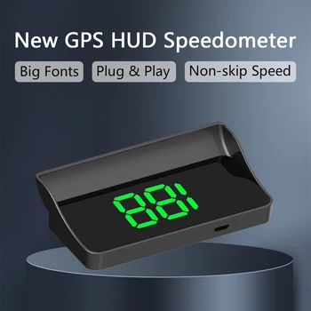 Универсальный автомобильный HUD GPS головной дисплей Спидометр Одометр Крупным шрифтом Автомобильный Цифровой измеритель скорости Проектор лобового стекла Сигнализация миль /ч